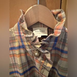 Sézane Coline Shirt in Folk Check Print